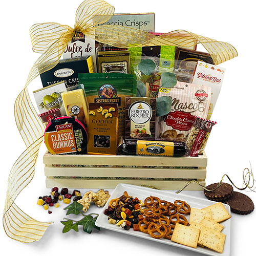 Christmas Gift Basket Tower with Dried Fruits & Nuts Gourmet